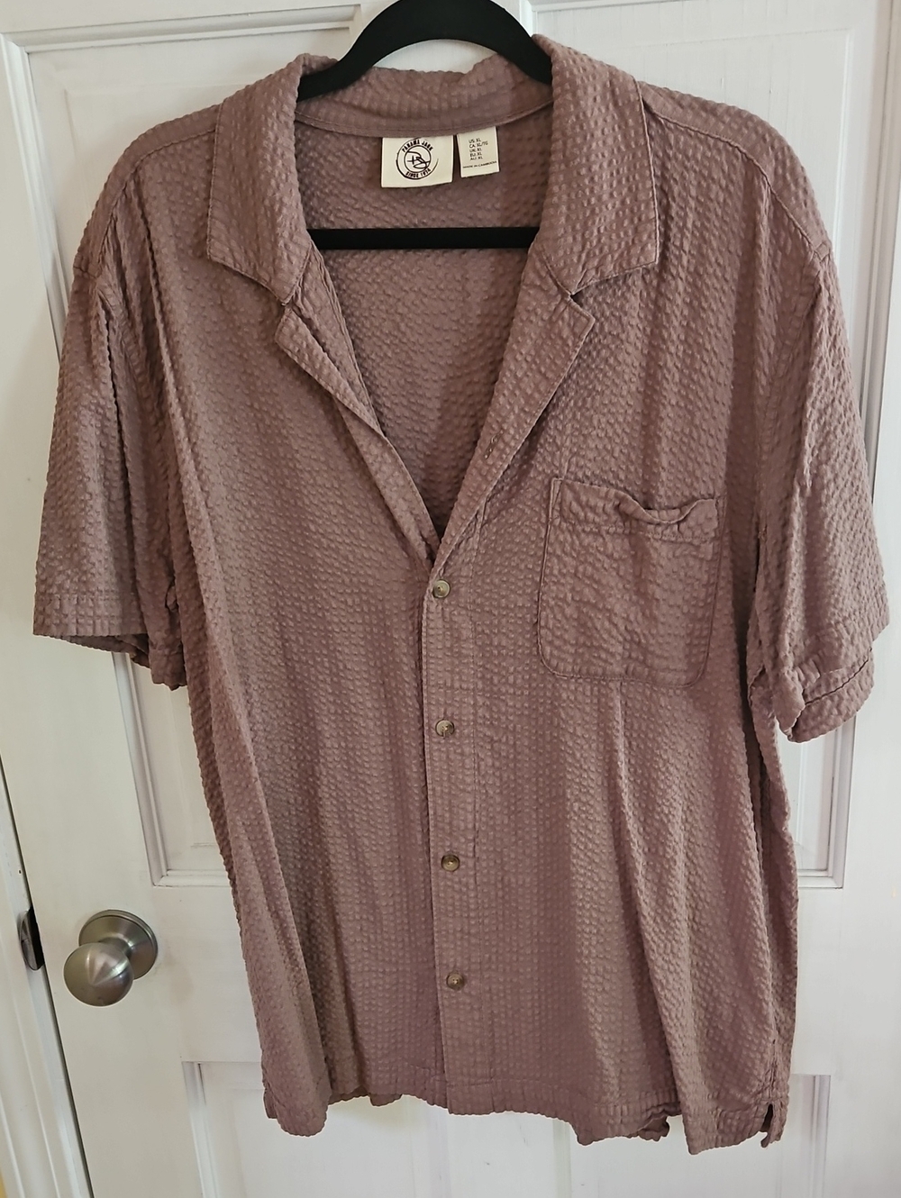 Panama Jack Mauve Short-Sleeve Waffle Button-Down Shirt